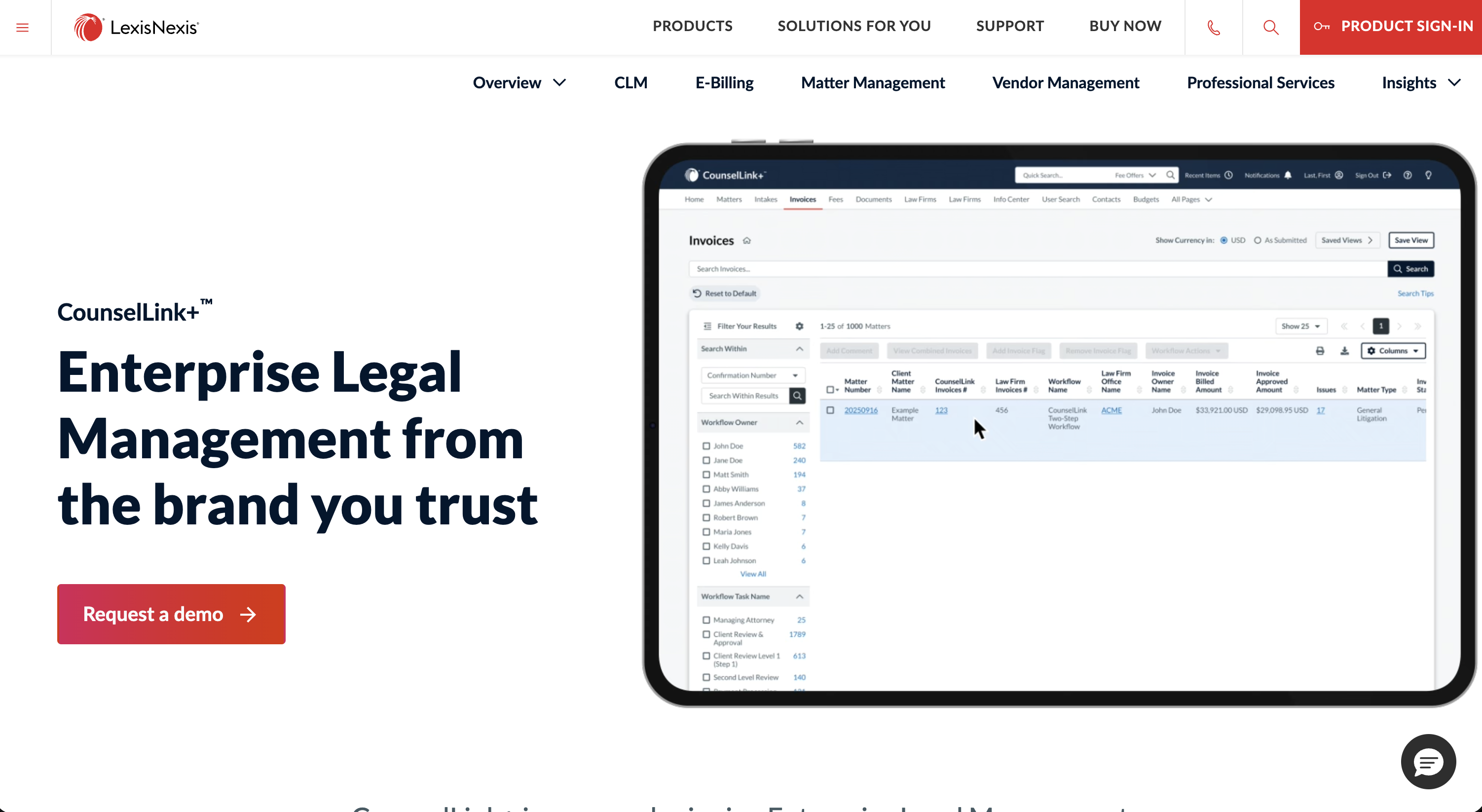 LexisNexis CounselLink spend and matter management
