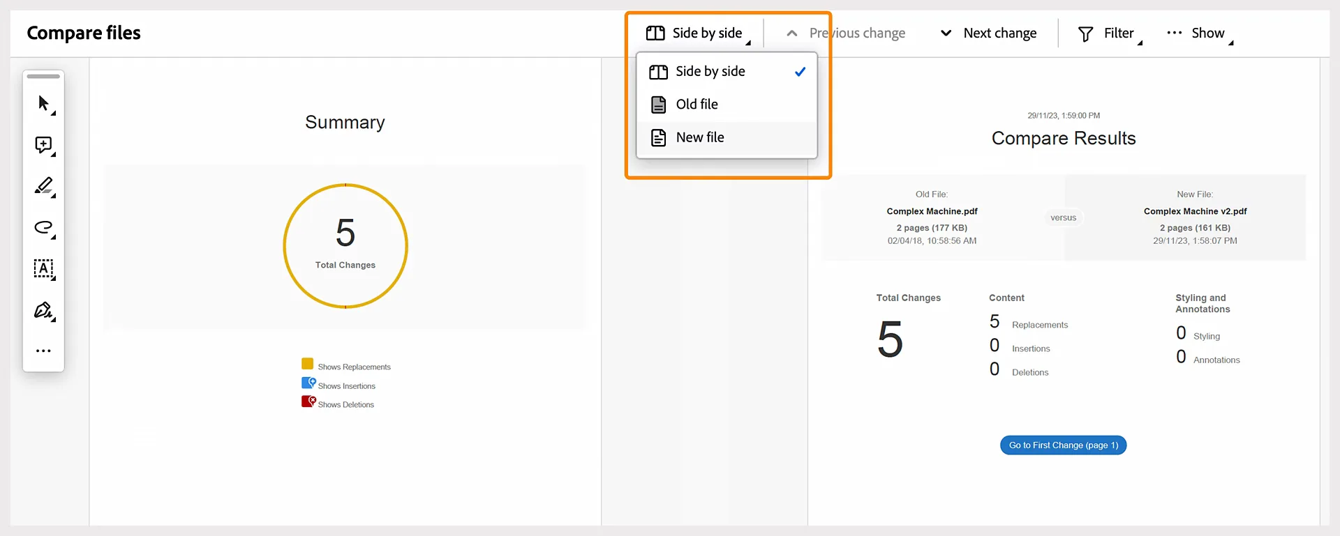 Adobe Acrobat Compare Files