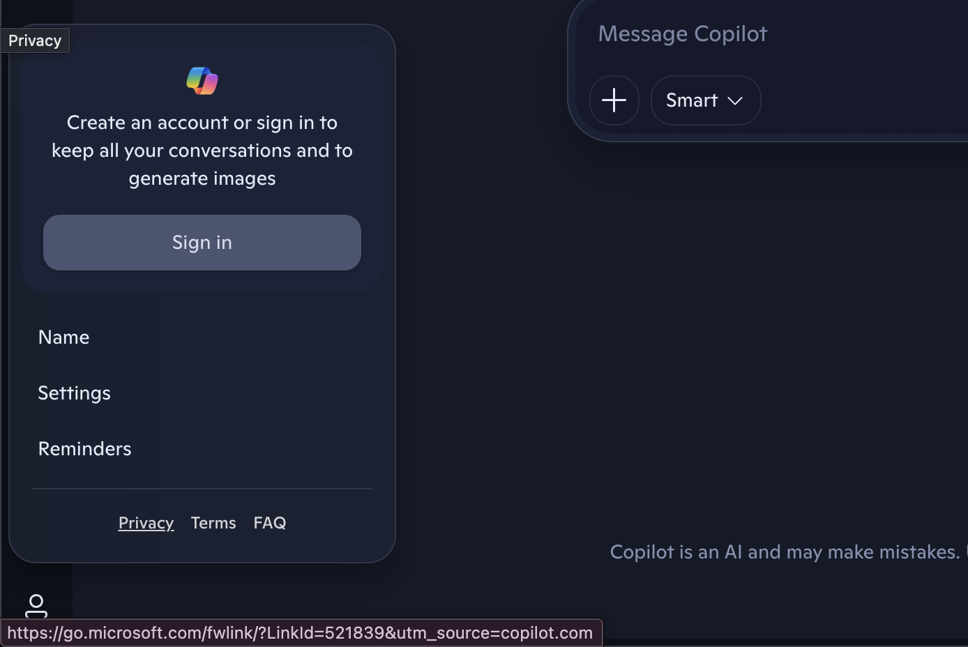 Microsoft Copilot privacy and data-training settings