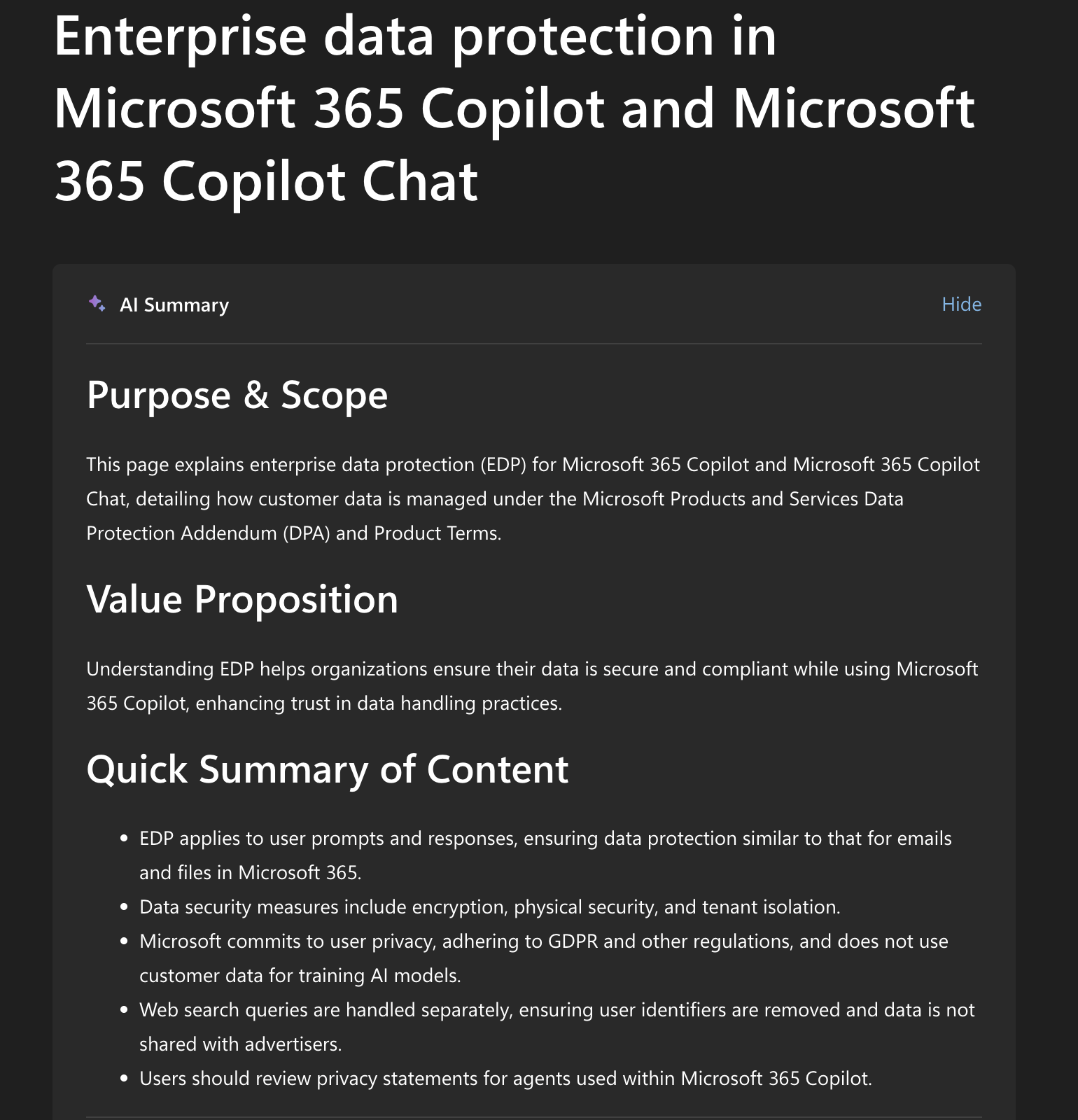 Microsoft 365 Copilot Enterprise Data Protection