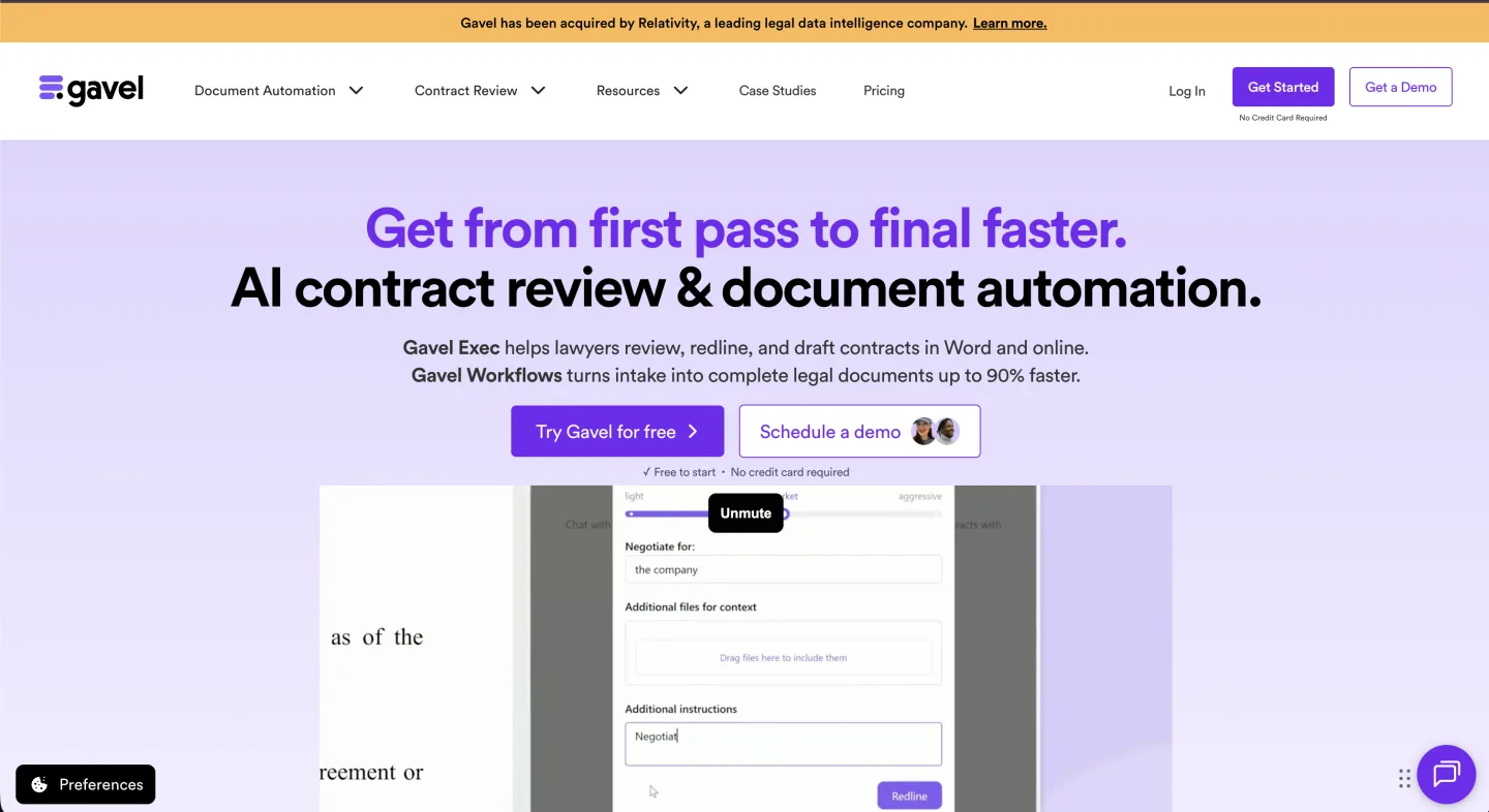 Gavel no-code automation and in-Word review