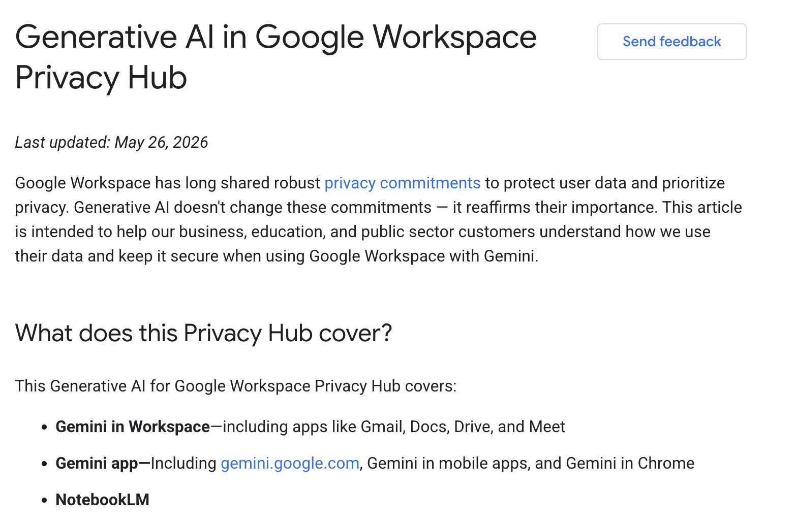 Gemini for Workspace data governance