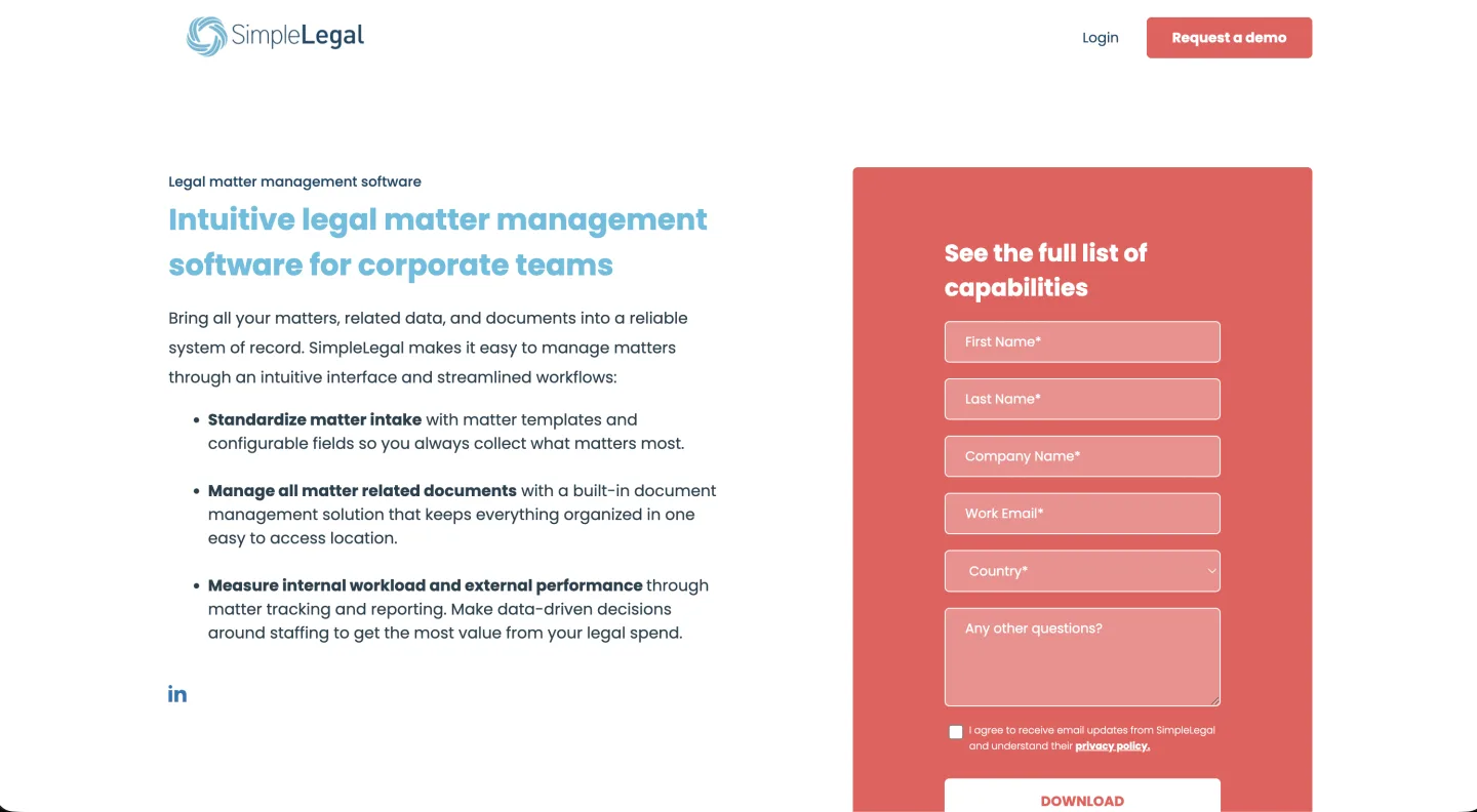 SimpleLegal product screenshot