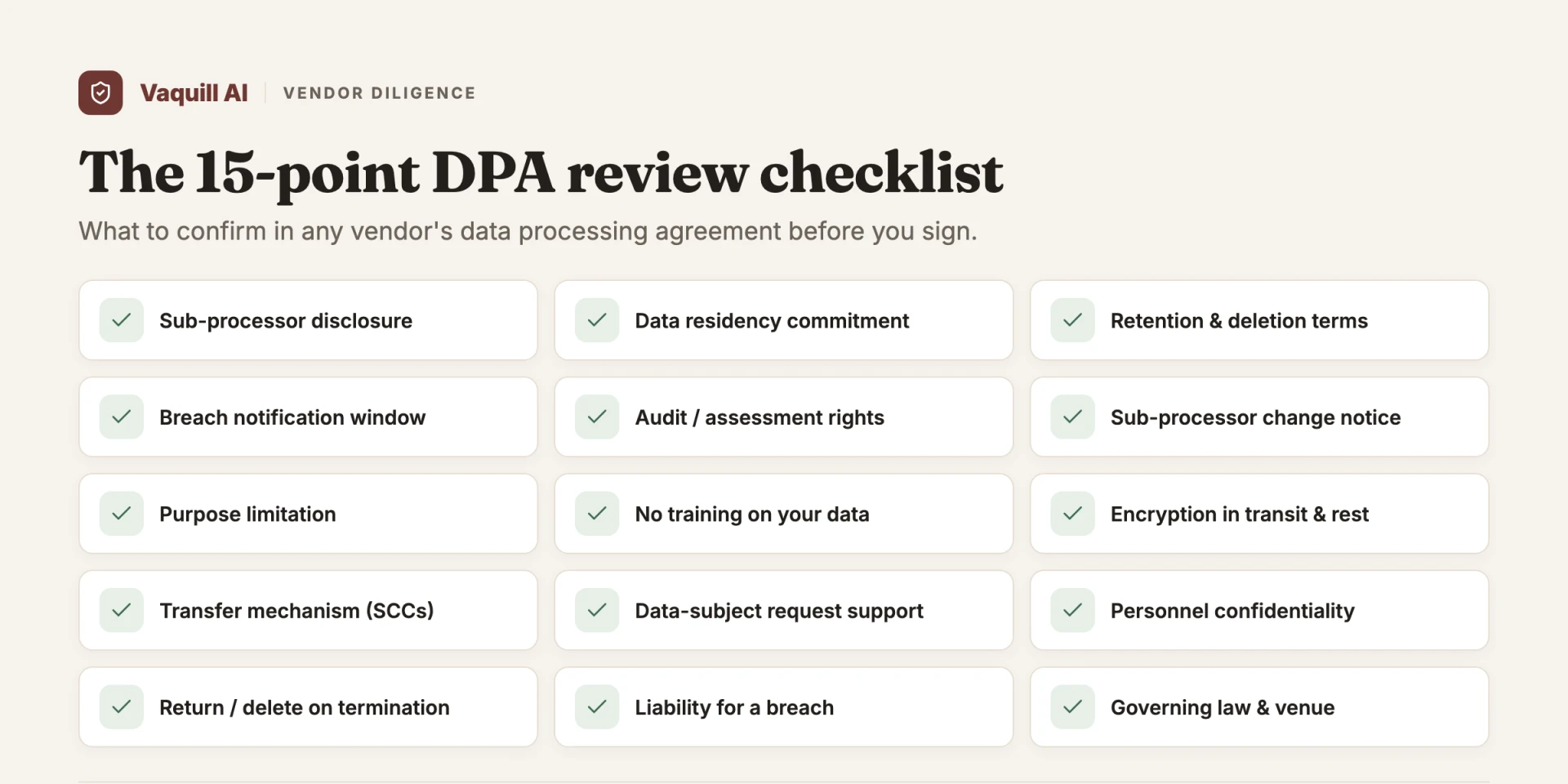 The 15-point DPA review checklist