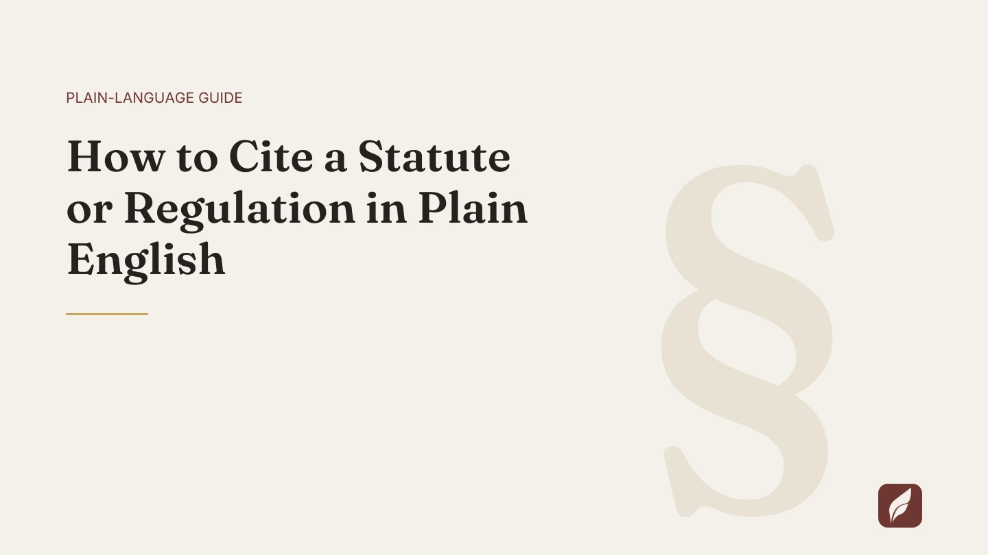 How to Cite a Statute or Regulation in Plain English