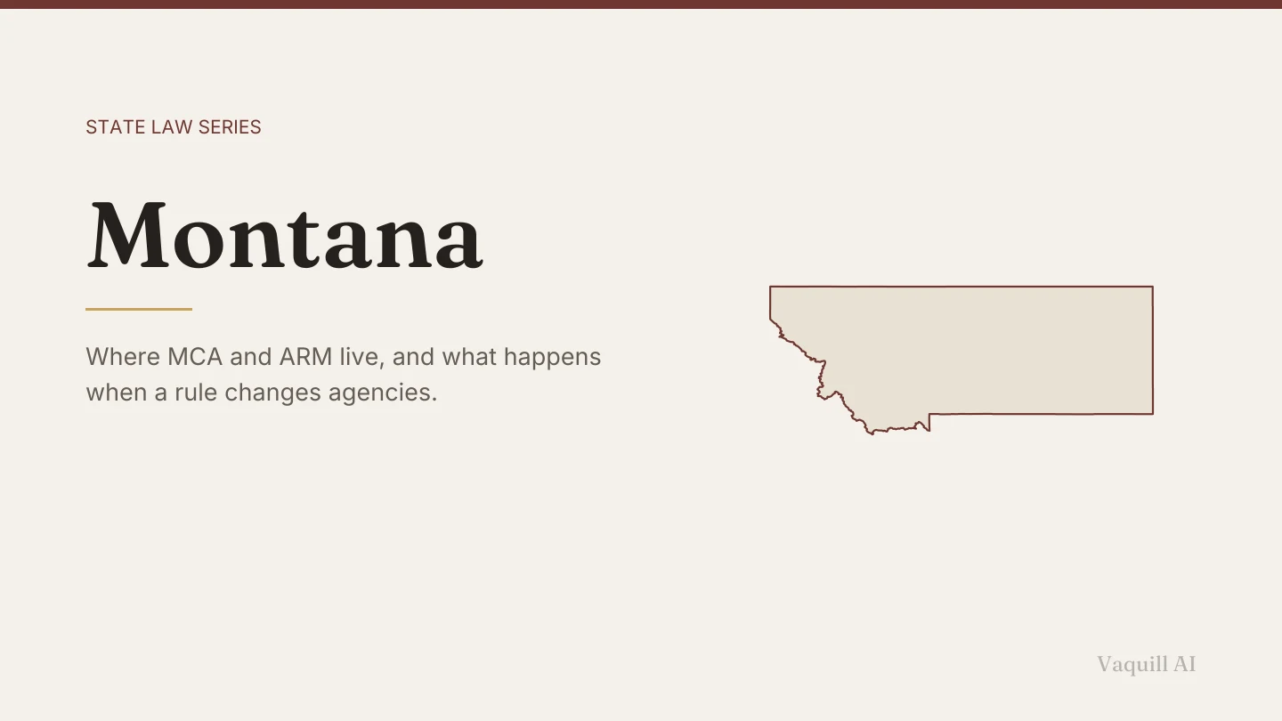 Outline map of Montana beside the title of the state law series entry on finding and citing Montana law
