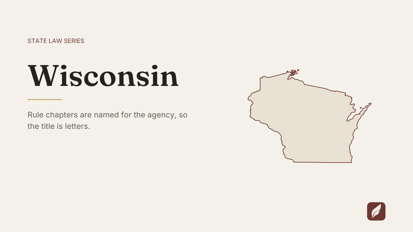 Outline map of Wisconsin beside the title of the state law series entry on finding and citing Wisconsin law