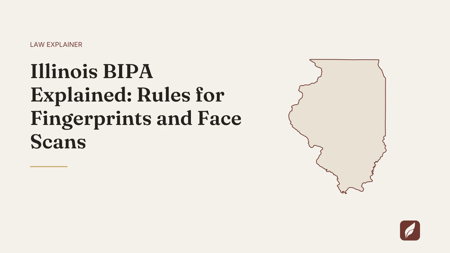 Title card for the Vaquill AI guide: Illinois BIPA Explained: Rules for Fingerprints and Face Scans