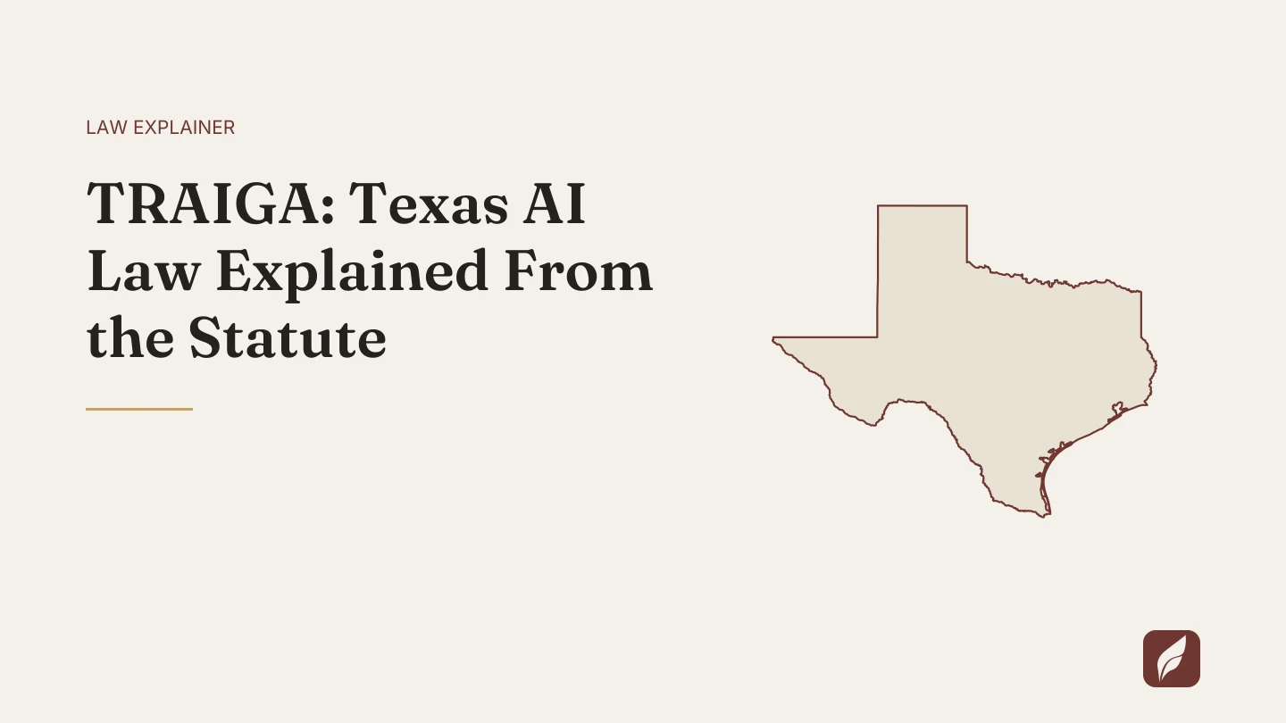 Title card for the Vaquill AI guide: TRAIGA: Texas AI Law Explained From the Statute