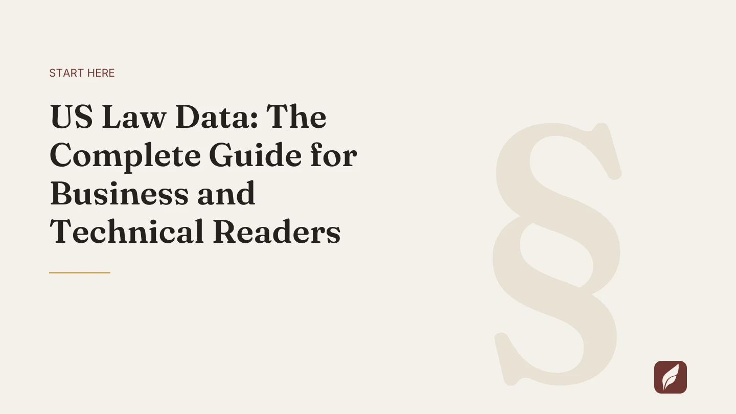 Title card for the Vaquill AI guide: US Law Data: The Complete Guide for Business and Technical Readers